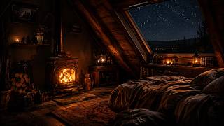 Cozy Night Fireplace (Dark Screen) | Deep Sleep & Anxiety Relief | 10 Hours