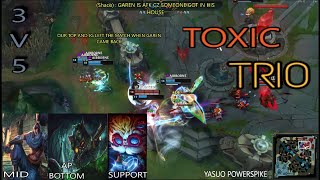 TOXIC TRIO||3v5 YASOU,TEEMO,HEIMERDINGER || 2 AFK|| READ DESCRIPTION