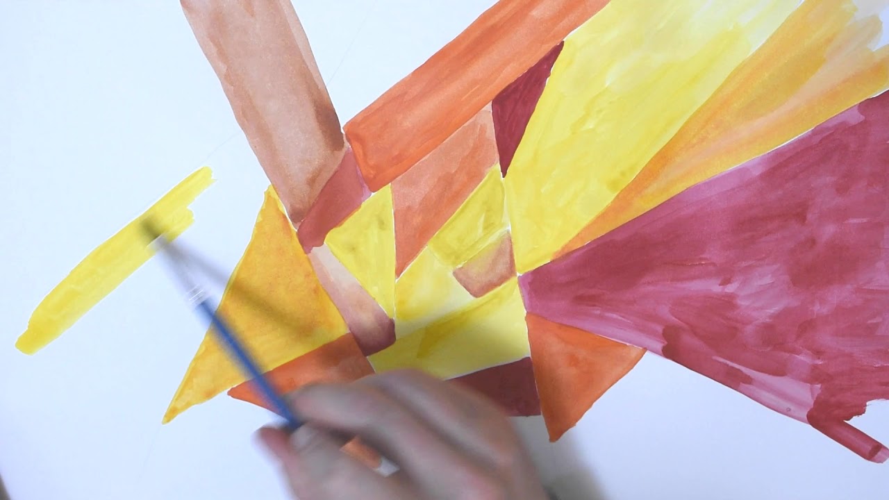 Orange sunrise stained glass watercolor abstract painting YouTube