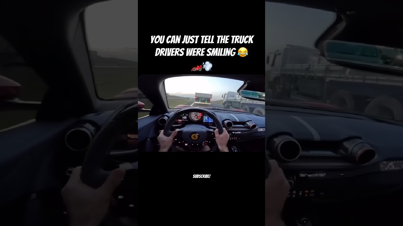 Truck drivers moved over for this one and the Ferrari didn’t disappoint 🏎️💨 