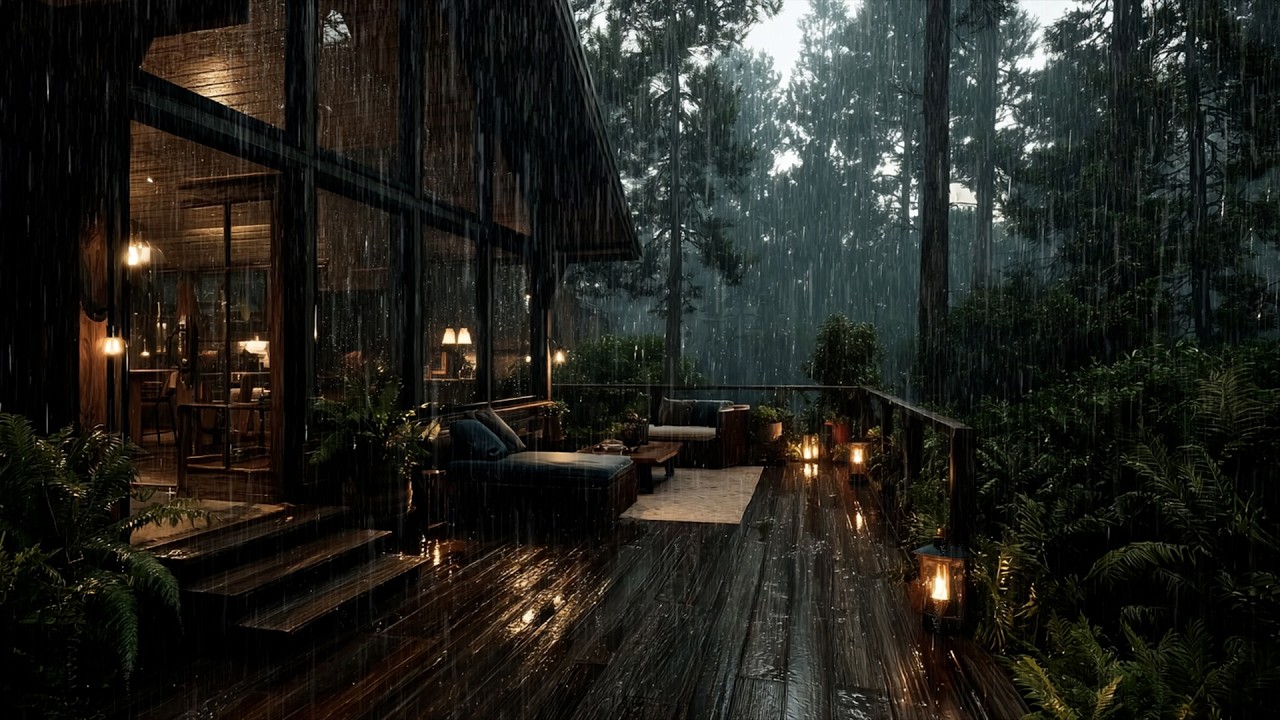 Heavy Rainstorm at Night 🌧️ Mountain View Bedroom Sounds for Deep Relaxation