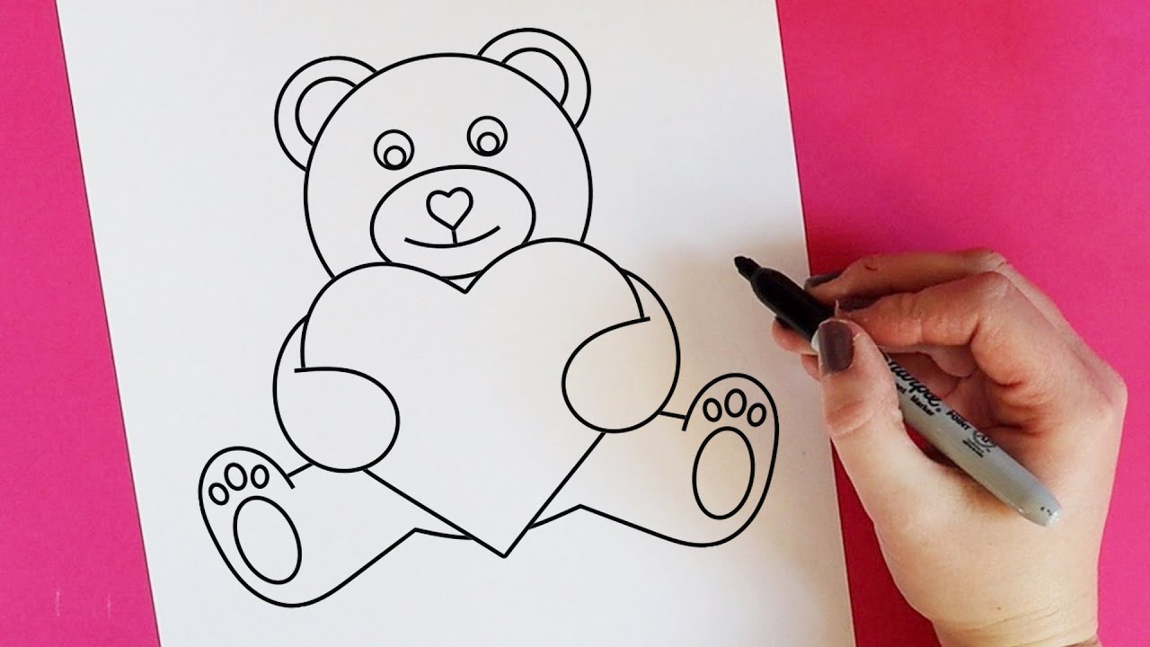 Teddy Bear Drawing Easy Step by Step | Cute Drawings - YouTube