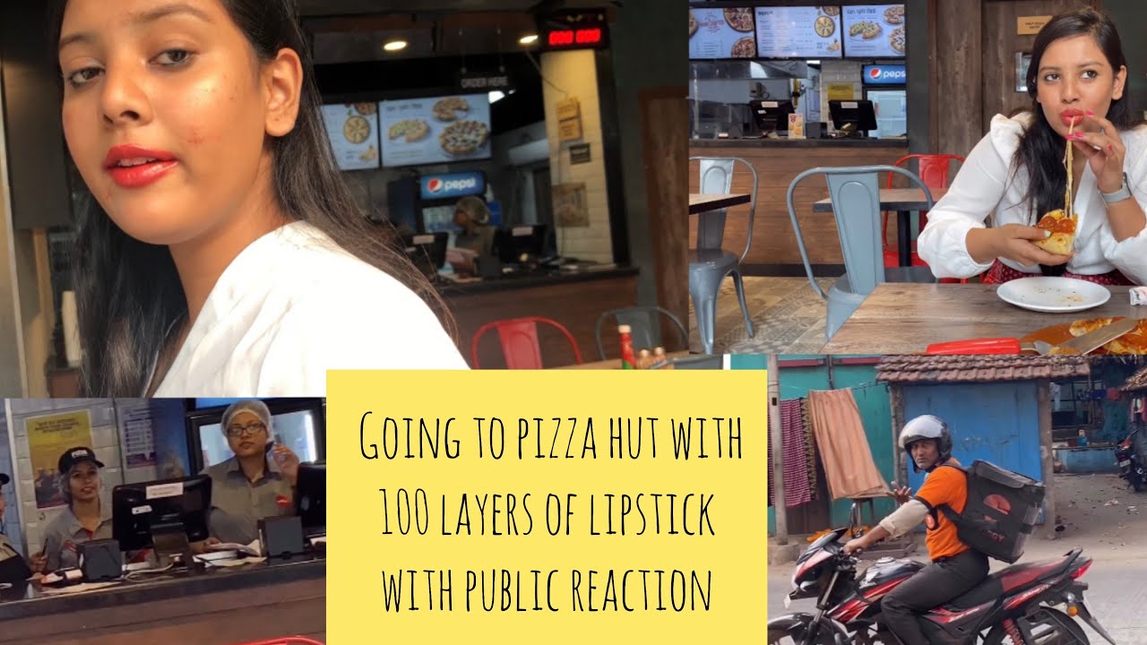 100 Layers Lipstick Challenge in Pizza Hut (with public reaction