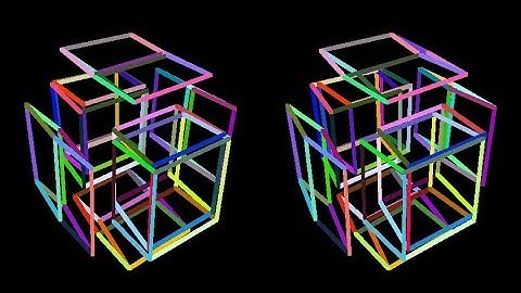 Cells-8-3d-multicolor. Rotation in four-dimensional space. 4D. Fourth dimension. Hyperspace.