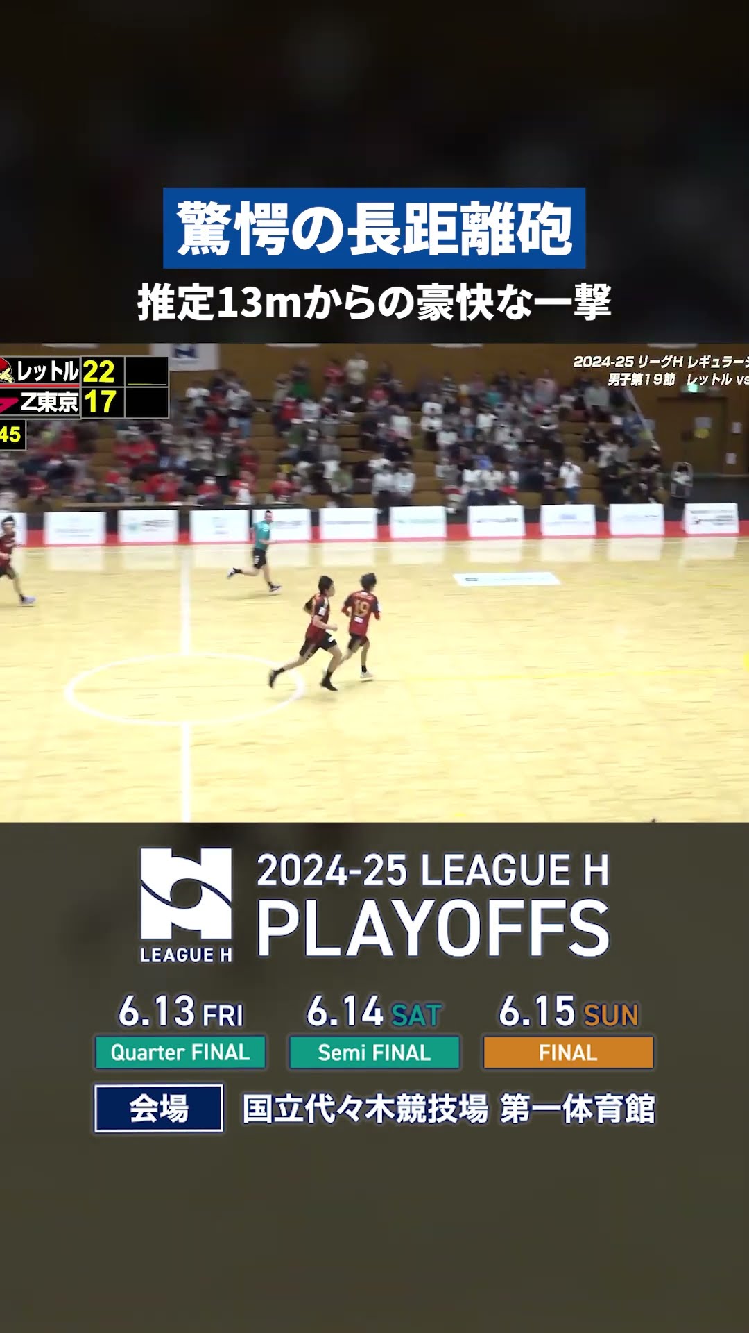 Handball] An astonishing 13m shot! | Naoki Yamaguchi, Red Tornado