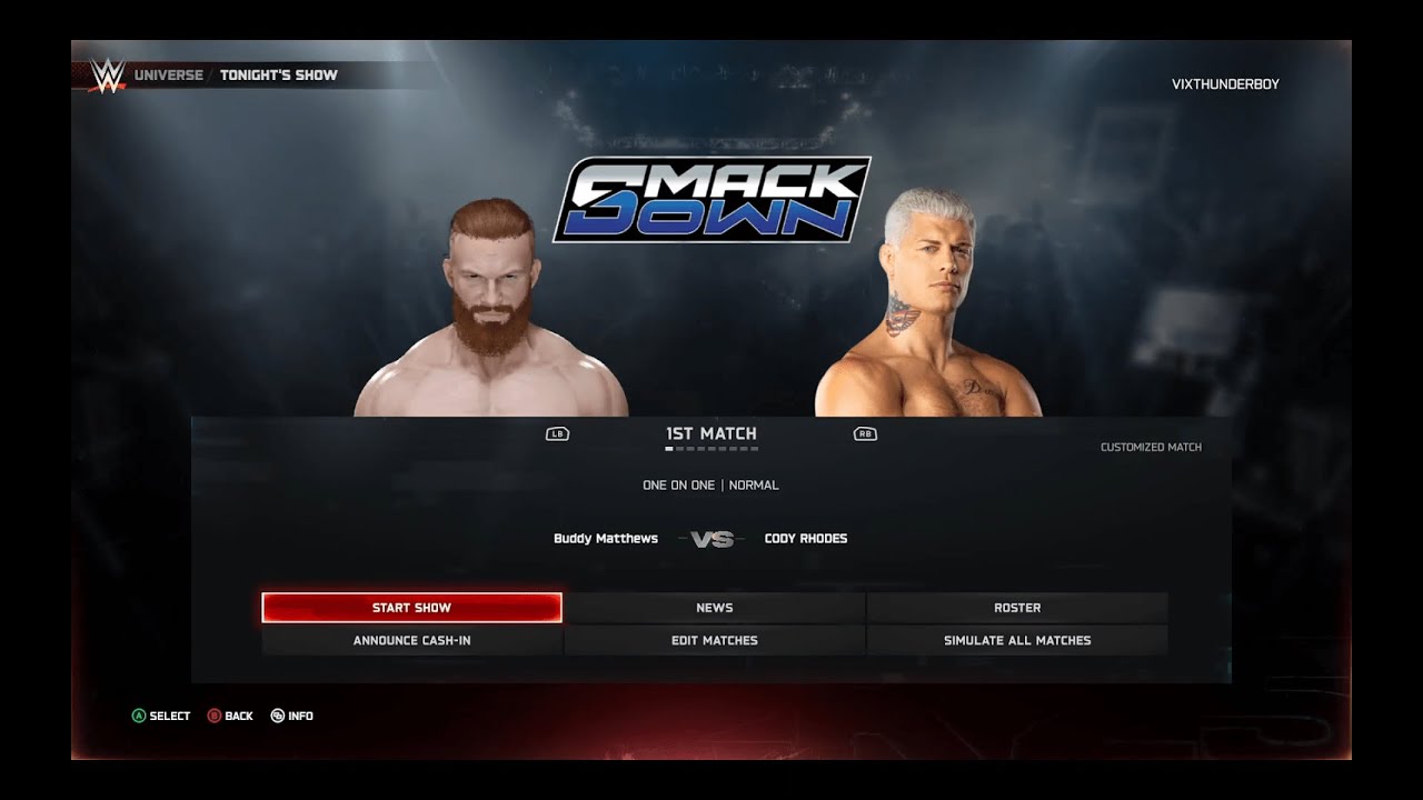 WWE 2K25 UNIVERSE MODE episode 42 - Cody Rhodes vs Buddy Matthews