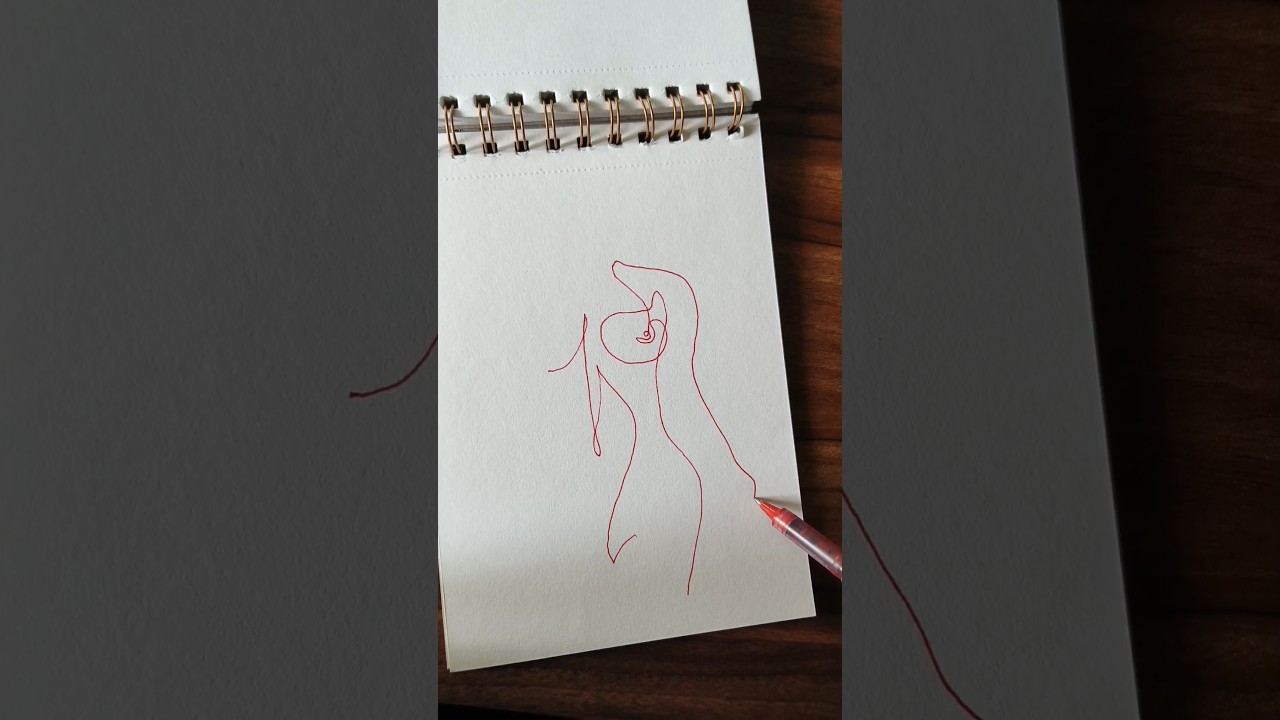 girl body line art drawing with pen 