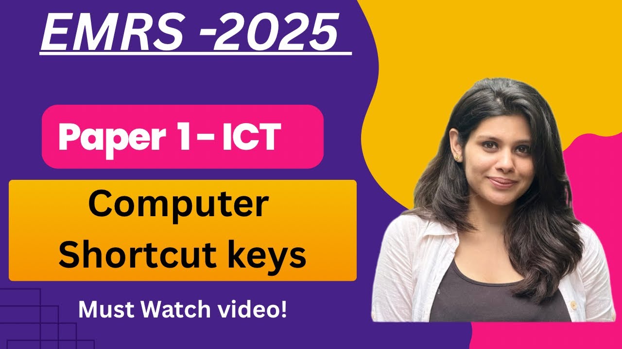 EMRS General Paper | ICT Shortcuts | Emrs Paper -1 | JSA | TGT | PGT | Hostel warden | Emrs 2025