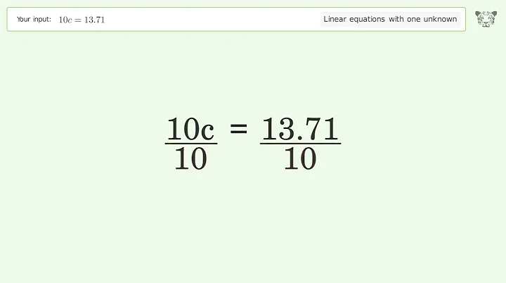 Linear equation with one unknown: Solve 10c=13.71 step-by-step solution