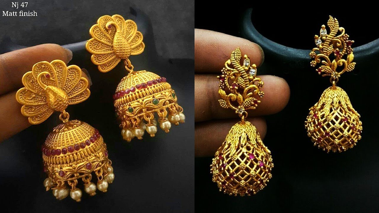 1 Gram Traditional Matte Gold Earrings Designs 2019 | Indian ...