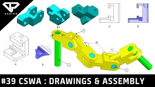 Learning Solidworks #39 : CSWA Drawings and Assembly Questions | Solidworks Exam | DP DESIGN