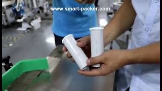 Automatic tube bottle plug cap pressing sealing packing machine