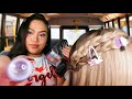 ASMR Y2K BFF is Hair Styling + Doing Your Makeup on School Bus| Hair Braiding Gum Chewing Layered RP