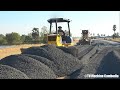 Komatsu Dozer D41P With Motor Grader Spreading Gravel On Road អាប៊ុលរុញថ្មមិចធ្វើផ្លូវ