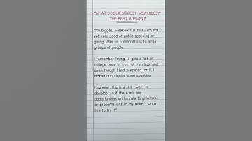 WHAT IS YOUR BIGGEST WEAKNESS? ANSWER (HOW TO ANSWER WHAT IS YOUR GREATEST WEAKNESS?) #shorts