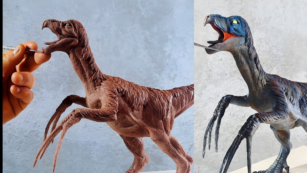 Therizinosaurus Sculpture | Monster Clay Dinosaur Sculpting & Painting (Realistic Jurassic Style)