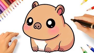HOW TO DRAW A CUTE CAPYBARA EASY 💗