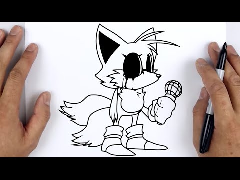 HOW TO DRAW TAILS EXE  Friday Night Funkin (FNF) - Easy Step By Step  Tutorial For Beginners 