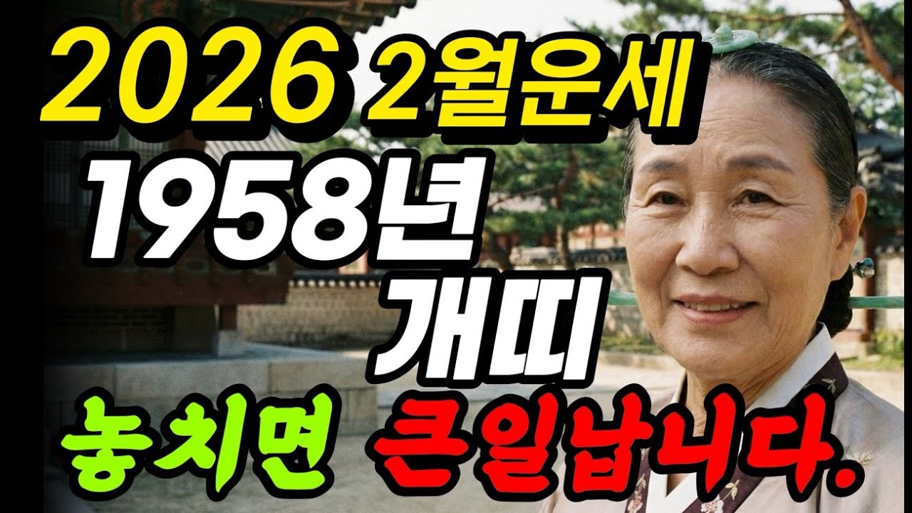 🔴1958년 69세 개띠, 2026년 2월 조상님이 주신 마지막 기회! 이때부터 돈벼락이 쏟아집니다