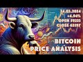 BTC Price Analysis | 24.03.2024 | Change +4.94% | Open 59223€ | Close 62197€