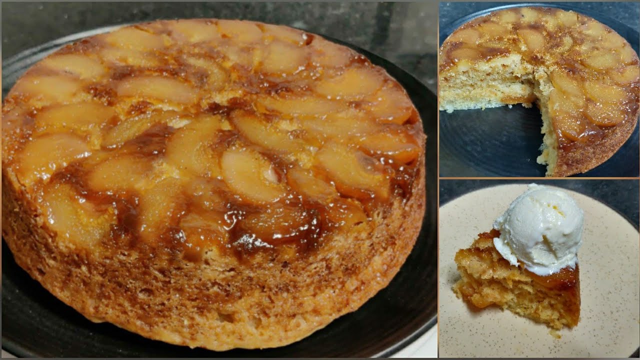 upside down pear cake । pear cake recipe । eggless pear cake recipe। best upside down pear cake