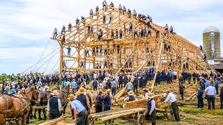 How the AMISH Build an Entire Barn in a Single Day With 300 People and No Power Tools
