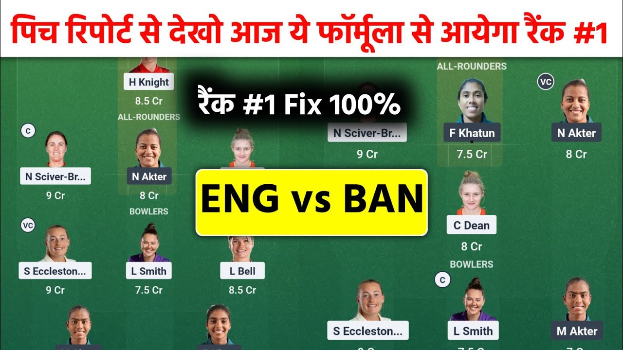 ENG-W vs BAN-W Dream11 Team Prediction| ENG-W vs BAN-W Today Dream11 Team| ENG vs BAN Dream11 Team