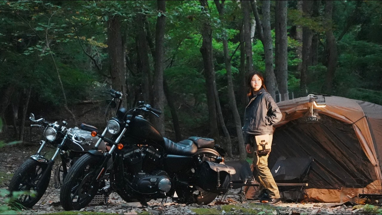 【大型免許取得】初めての大型バイクデビューは大量に荷物を積んだハーレーでした｜夫婦ビワイチツーリング｜奥琵琶湖キャンプ場