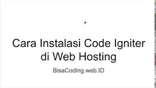 Cara Instalasi Code Igniter di Web Hosting Cpanel