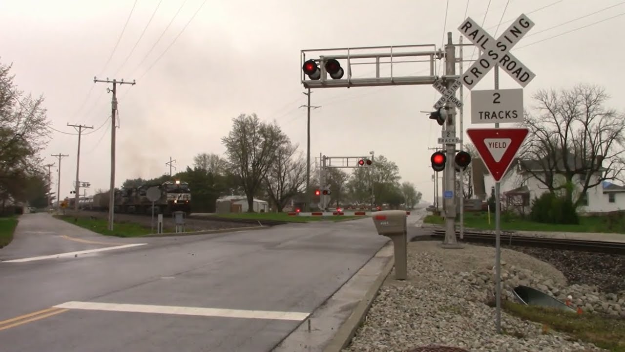 County Road 400 South Railroad Crossing Two Trains in Clymers