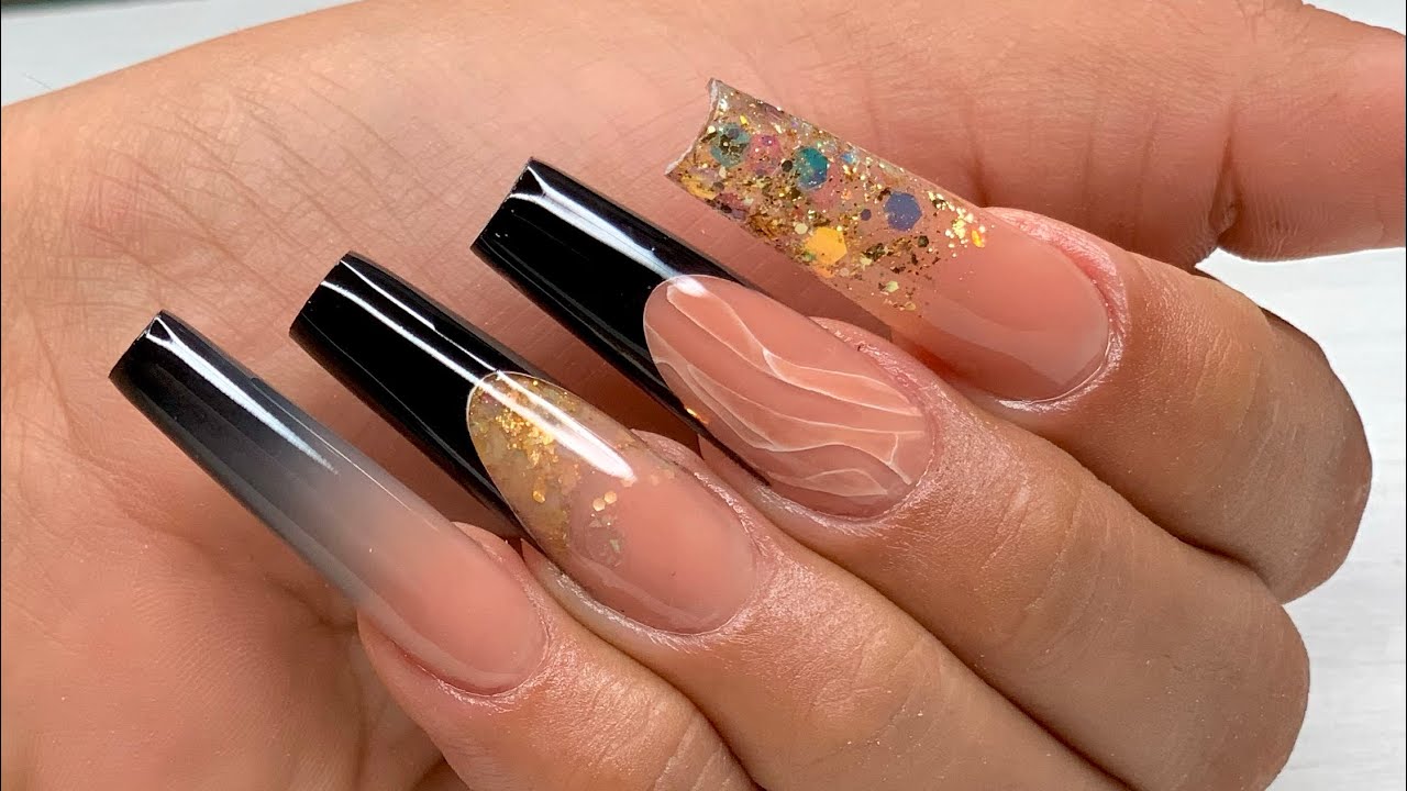 Diseño en 3D para TÉCNICA DE REVERSA + difuminado y frances en NEGRO 🖤