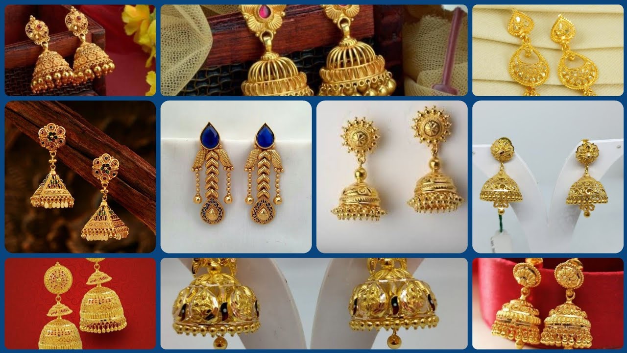 Latest & Party Wear Gold Jhumka Design | Heavy Gold Earrings For Girls/Women/Ladies | 