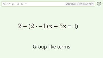 Solve 2(1-x)+3x=0: Linear Equation Video Solution | Tiger Algebra