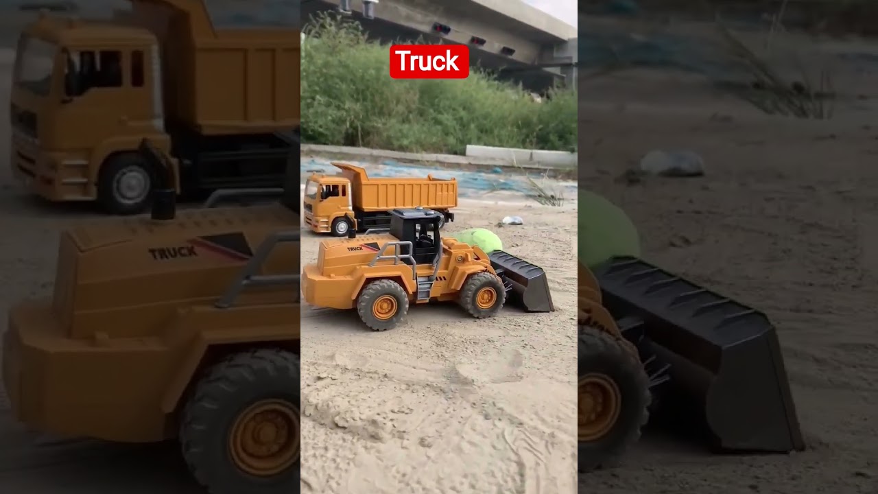 Toy model dump truck and jcb backhoe loader 