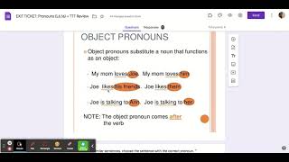 SCREENCAST: Pronouns (L6.1a) + TTT Review