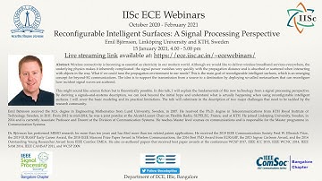 IISc ECE Webinars: Reconfigurable Intelligent Surfaces by Emil Björnson