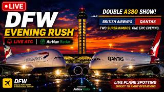 🔴 LIVE DFW Plane Spotting ✈️ DOUBLE A380 FRIDAY | Afternoon to Midnight • LIVE ATC • AirNav Radar