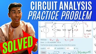 Networks Analysis | Ch.9 Sinusoidal Steady-State Analysis | P9.09_6ed : Given:   is = 20 cos(50,0...