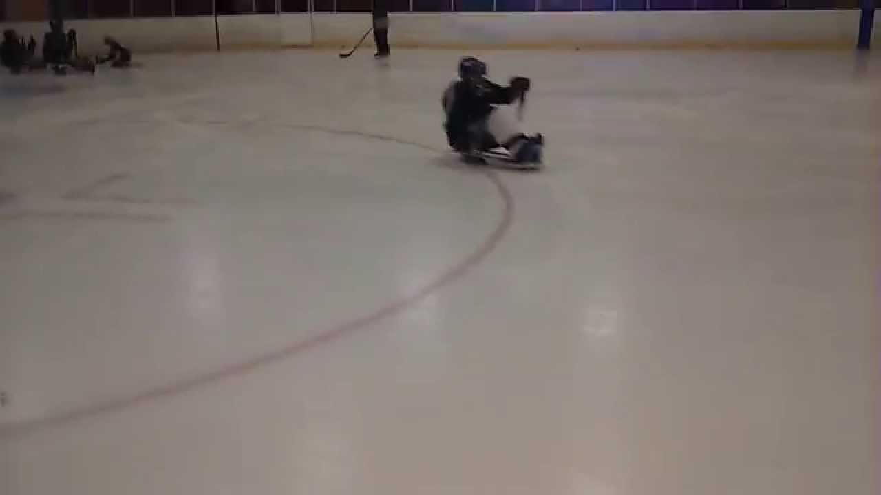 Doing sled hockey drills YouTube