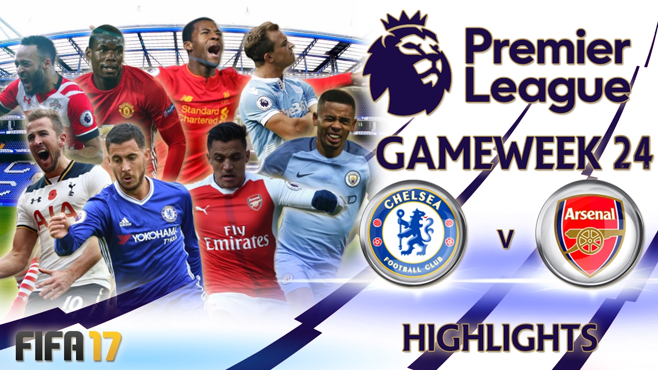FIFA 17 Premier League - Gameweek 24 Highlights : Chelsea vs Arsenal