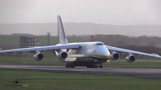 Antonov An-124 Ur-82072 Departing Prestwick 131225