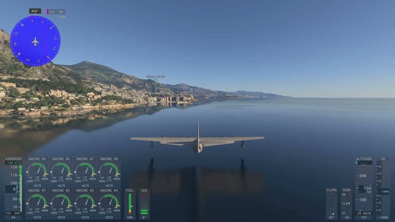 Ocean landing! Landing Hercules H4 in Monaco harbour. Pilots lands at every airport in the world