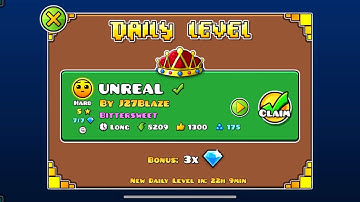 UNREAL By J27Blaze- Geometry Dash (Daily Level, 5 Stars, 1 Coin)