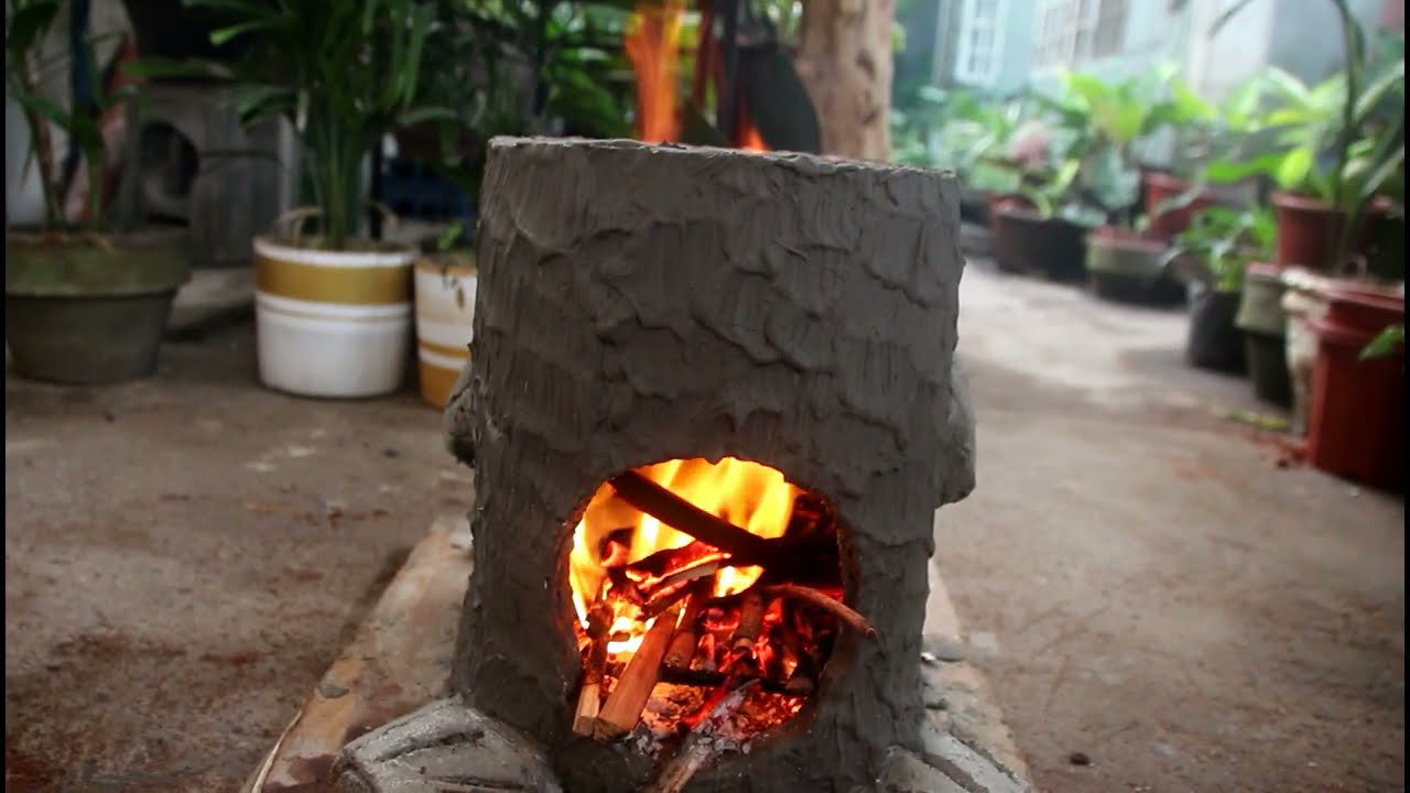 How To Make A Concrete Rocket Stove (Firewood Stove) From Cement At