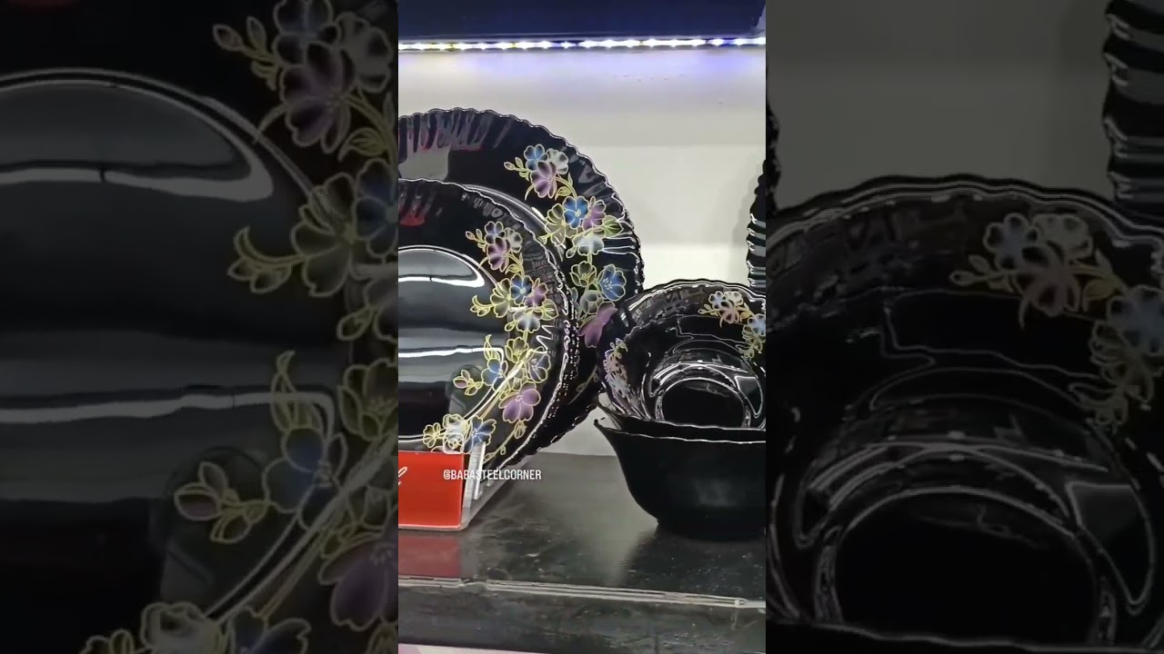 hoddy Black glass 27 pieces dinner set