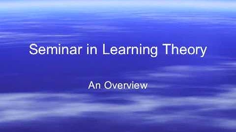Seminar in Learning Theory overview2 