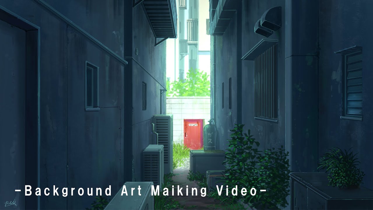 Landscape Painting 背景描き方 いますぐ試したくなる反射を使った路地裏の描き方 Background Art Making Video Youtube