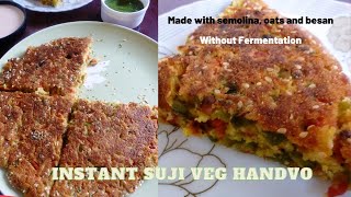Instant Sooji Handvo Recipe | Instant Handvo in Pan | Gujarati Handvo Recipe
