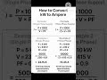How to convert KW to ampere #electricalformula #electricalengineering #ohmslaw