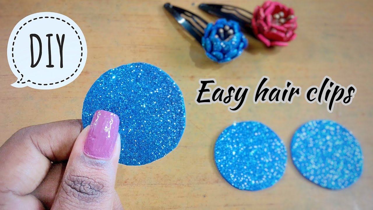 DIY Hair clips | How to make hair clip at home | DIY Glitter Hair clips |  DIY Hair clips Accessories - YouTube